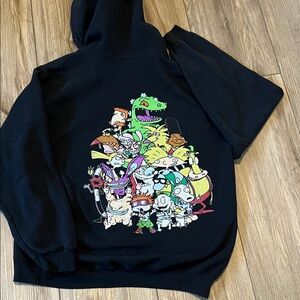 Black NICKELODEON Hoodie with Characters, Sz L